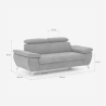 2-Sitzer Sofa mit verstellbarer Rückenlehne und Armlehnen in Sumi-Stoff 