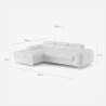 3-Sitzer Sofa mit linker Ottomane und verstellbarer Kopfstütze Tivon 