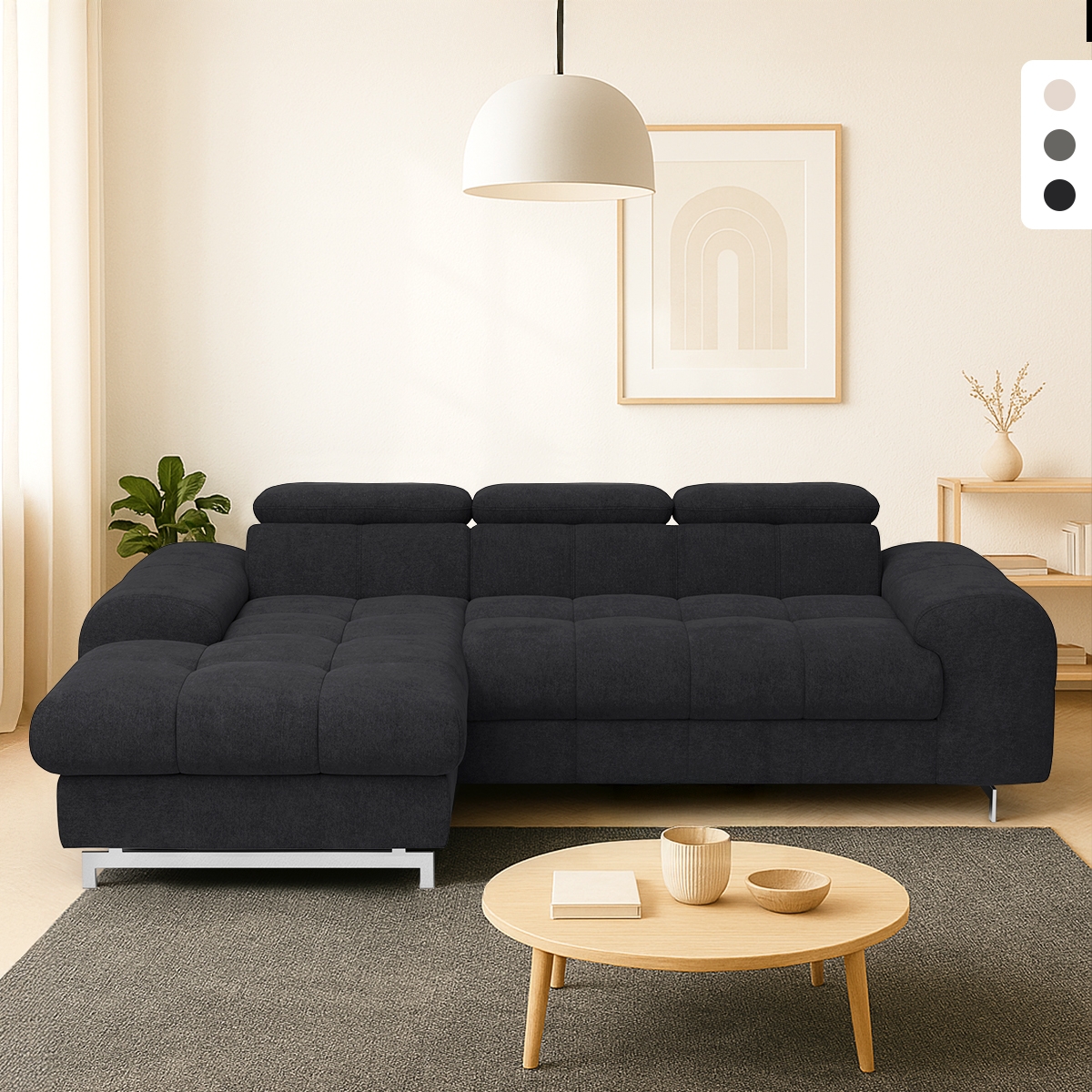 3-Sitzer Sofa mit linker Ottomane und verstellbarer Kopfstütze Tivon Aktion 3-Sitzer Sofa mit linker Ottomane und verstellbarer Kopfstütze Tivon Aktion