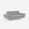 Moderner 3-Sitzer Stoffsofa mit verstellbarer Rückenlehne und Armlehnen Zana 