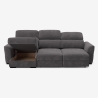 Verlängerbares Relaxsofa mit linksseitiger Ottomane und Stauraum aus Chenille, 3-Sitzer Sira Sales