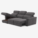Verlängerbares Relaxsofa mit linksseitiger Ottomane und Stauraum aus Chenille, 3-Sitzer Sira Angebot