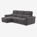 Verlängerbares Relaxsofa mit linksseitiger Ottomane und Stauraum aus Chenille, 3-Sitzer Sira Rabatte