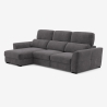 Verlängerbares Relaxsofa mit linksseitiger Ottomane und Stauraum aus Chenille, 3-Sitzer Sira Rabatte