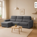 Verlängerbares Relaxsofa mit linksseitiger Ottomane und Stauraum aus Chenille, 3-Sitzer Sira Aktion