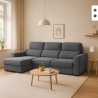 Verlängerbares Relaxsofa mit linksseitiger Ottomane und Stauraum aus Chenille, 3-Sitzer Sira Aktion