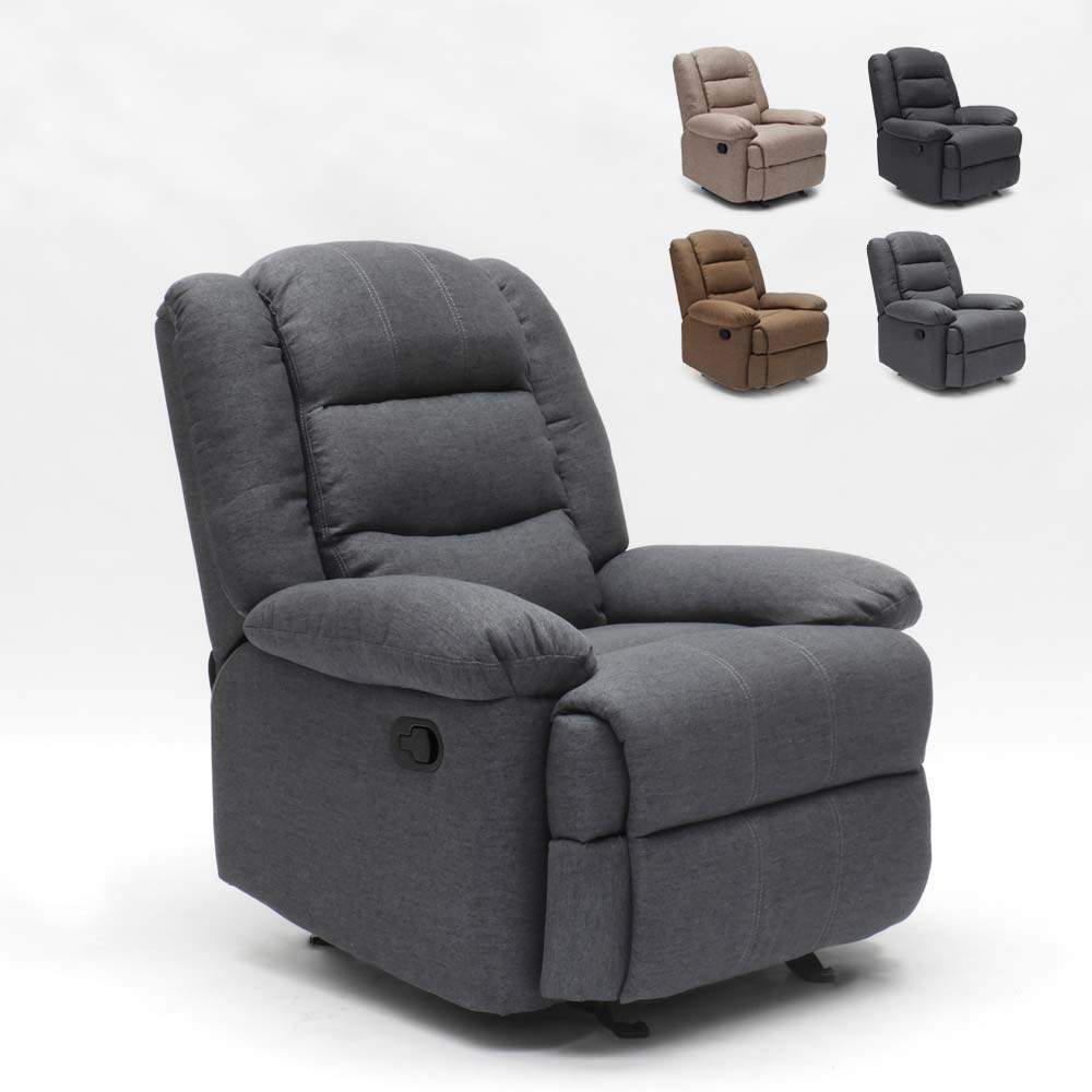 Klappbarer Schaukelsessel Relaxsessel mit Fußstütze Stoff Design Sofia
