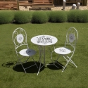 Weißes Tischset mit 2 klappbaren Outdoor-Stühlen Le Regole della Colazione Verkauf