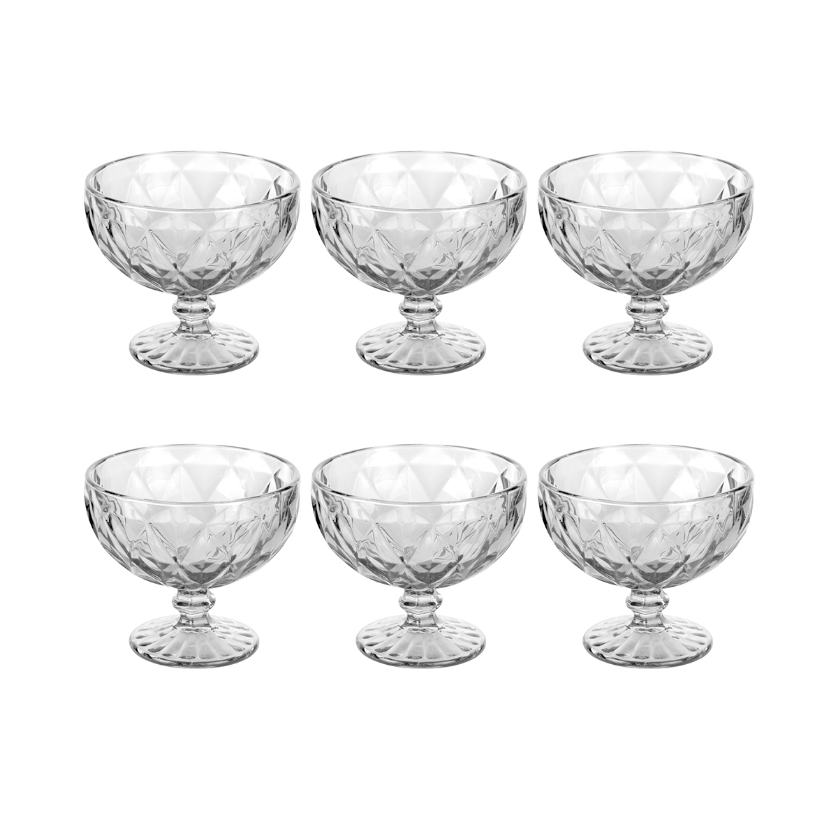 Set aus 6 Eisschalen 400ml aus klarem Glas Elizabeth Aktion