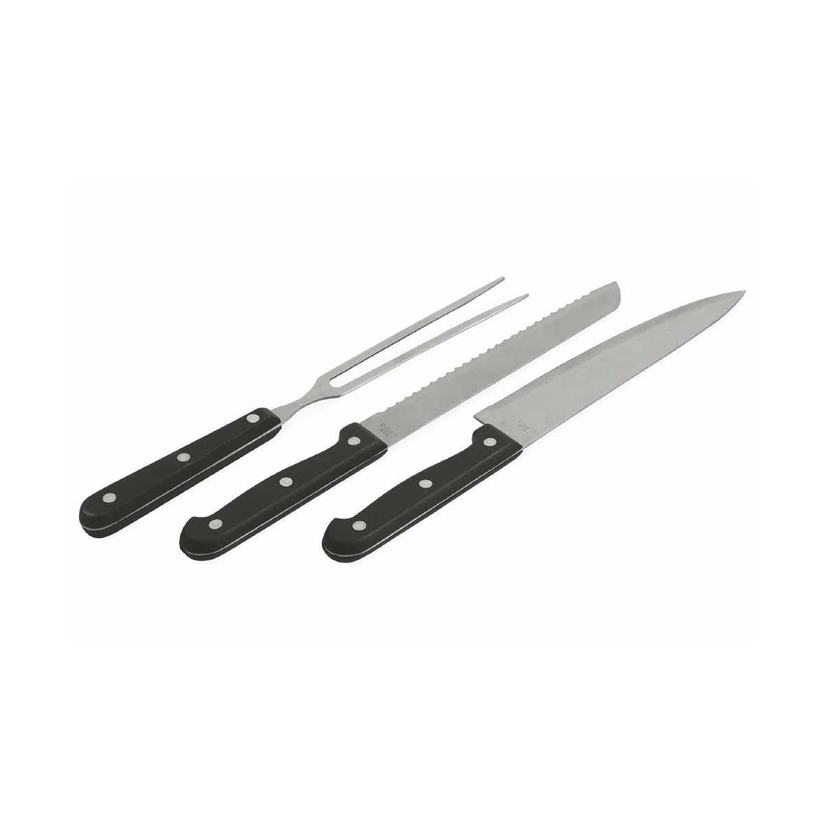 Grivka Grillbesteck-Set aus Edelstahl: 3-teilig mit 2 Messer und Fleischgabel