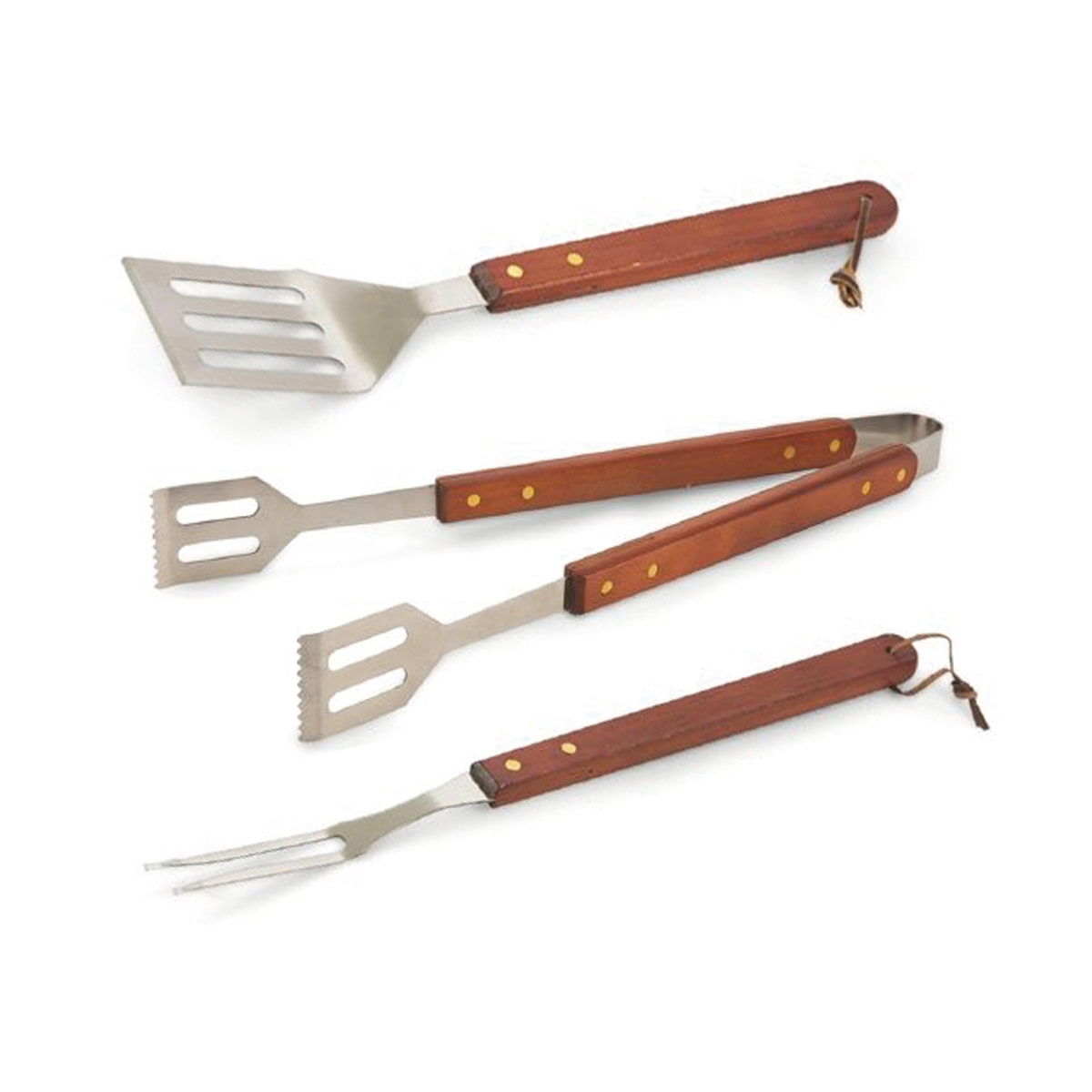 3-teiliges Grillbesteck-Set aus Edelstahl und Holz Firao