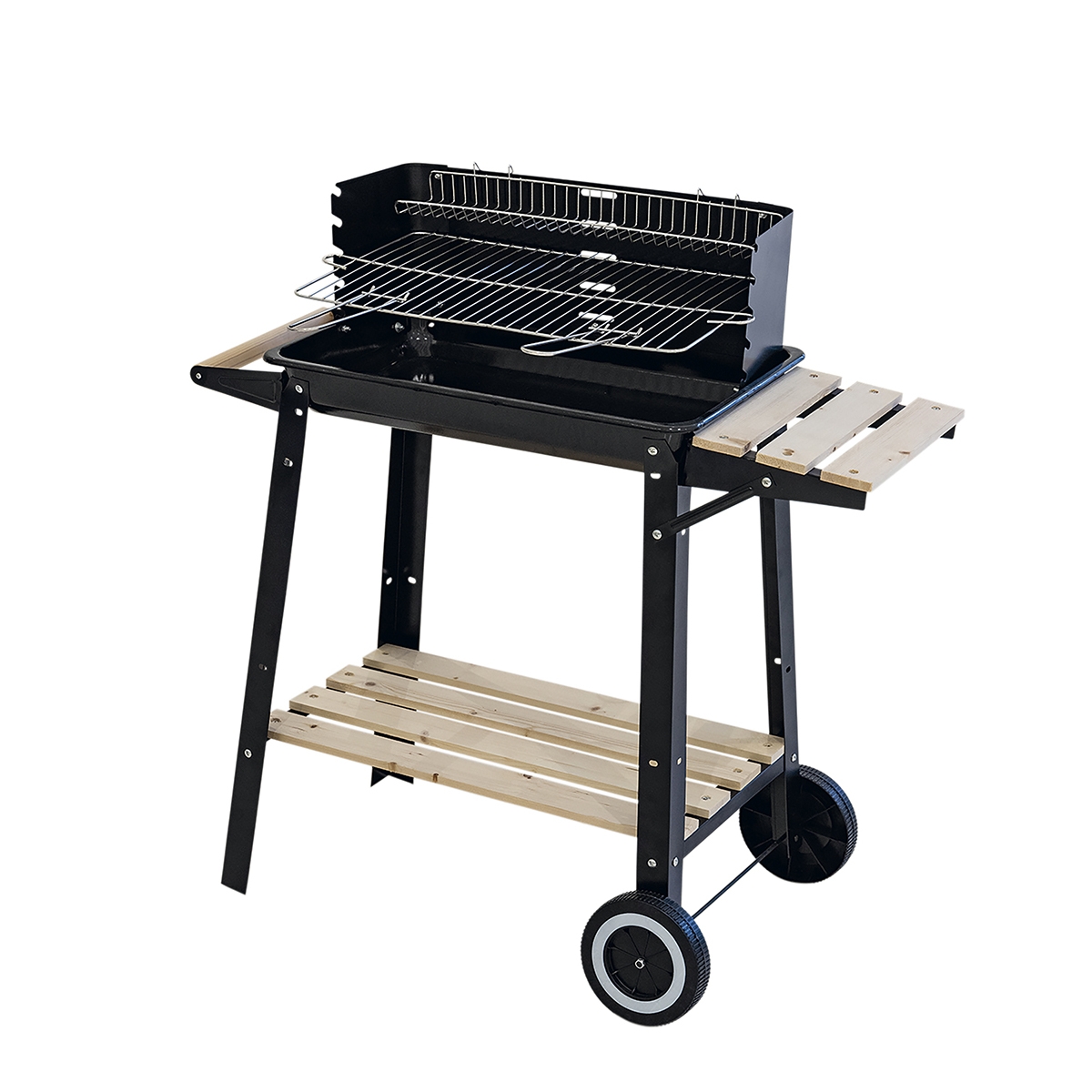 Holzkohlegrill mit Rädern und verstellbarem Grillrost 48x28cm Noxor