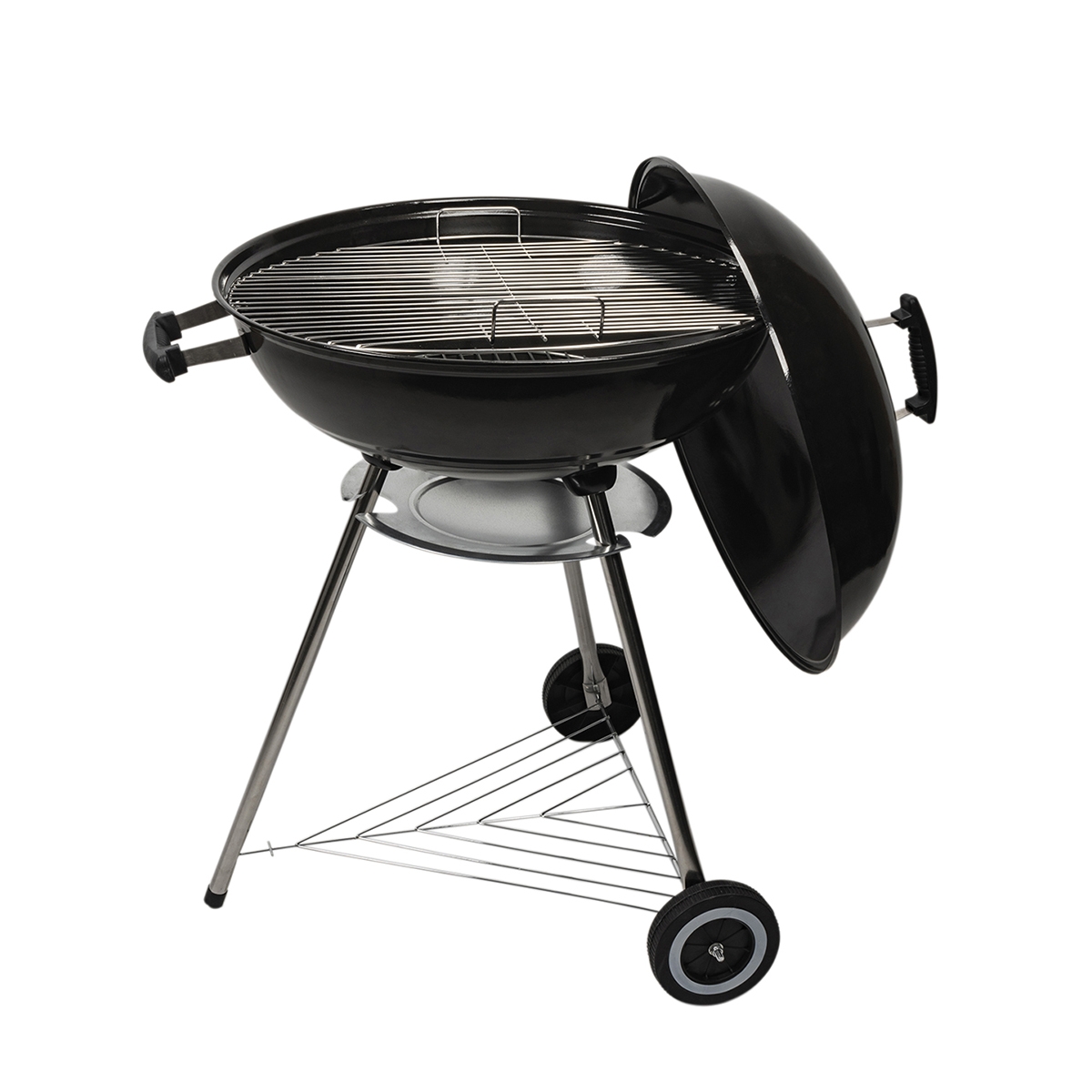Runder Holzkohlegrill 55cm mit Deckel und Rädern Ardena