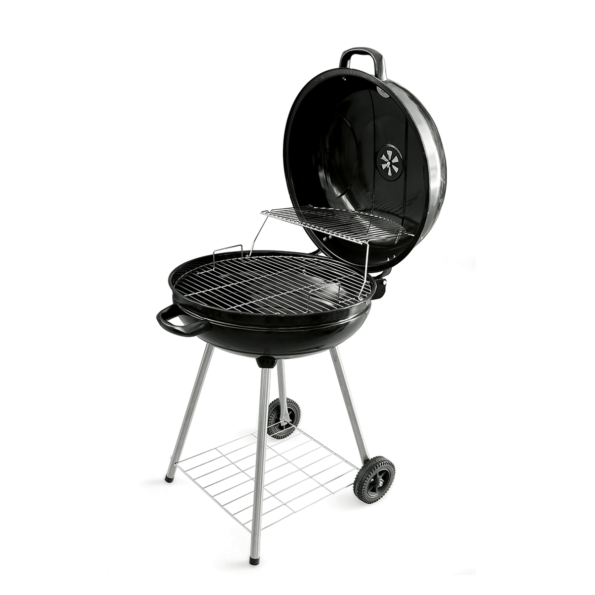 Runder Holzkohlegrill Ø57x90cm mit Rädern und Deckel Seara