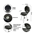 Runder Holzkohlegrill Ø57x90cm mit Rädern und Deckel Seara Maße