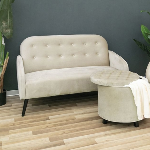 2-Sitzer Sofa aus Stoff in Vintage-Samtoptik, Taupe, Zelto Aktion