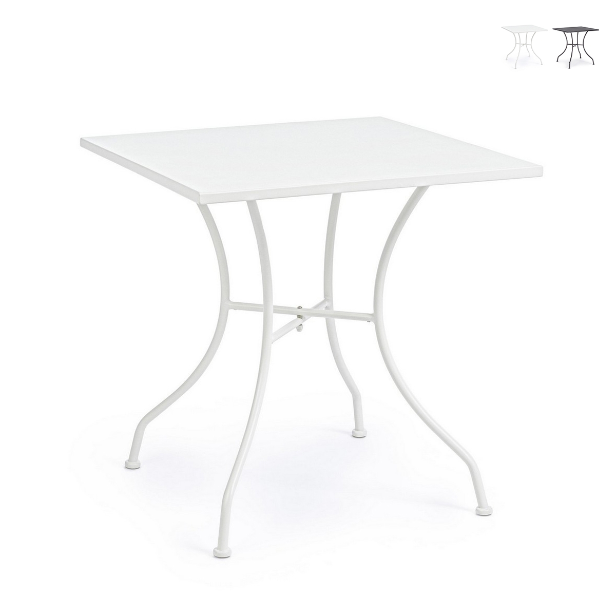 Quadratischer Gartentisch aus Stahl 70x70x71cm Bizzotto Kelsie
