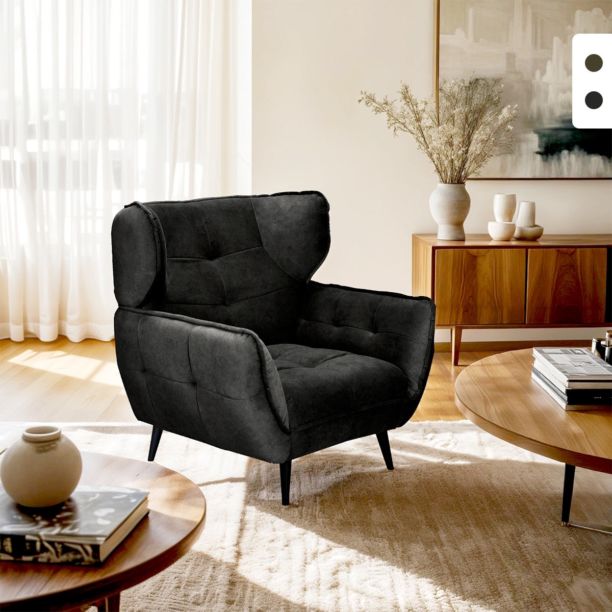 Relaxsessel Wohnzimmer modernes Design aus Velourssteppung Lunna