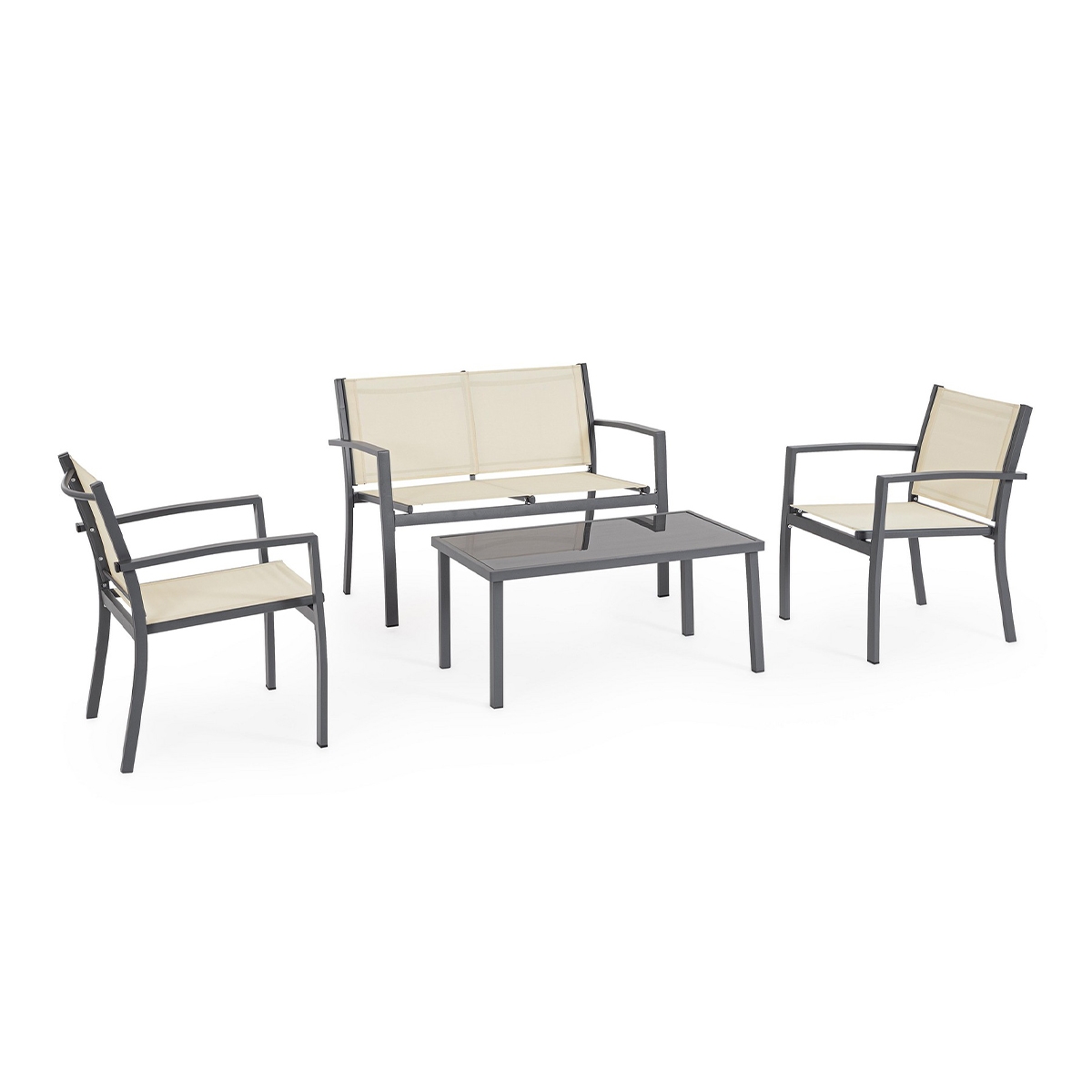 Gartenlounge-Set 2 Sessel Sofa Tisch beige Bizzotto Florida