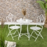 Provence Breakfast Gartenmöbel-Set: Tisch und 2 Stühle aus weißem Metall Verkauf