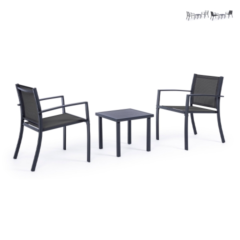 Gartenlounge mit 2 modernen Stühlen und Tisch 45x45cm Bizzotto Auri Aktion