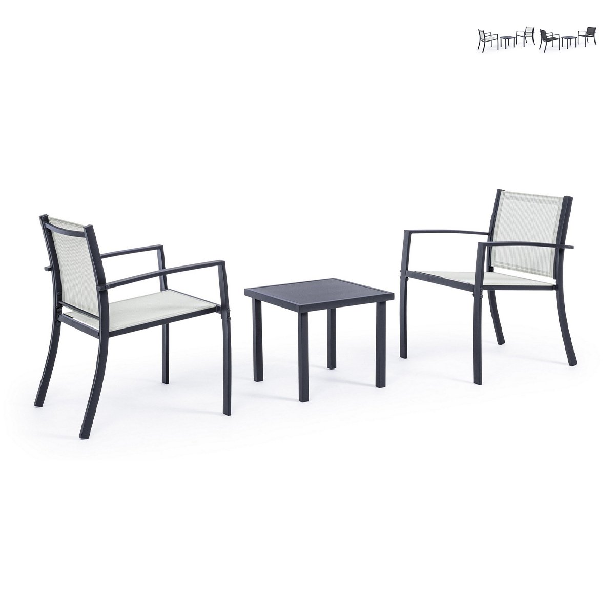Gartenlounge mit 2 modernen Stühlen und Tisch 45x45cm Bizzotto Auri Angebot