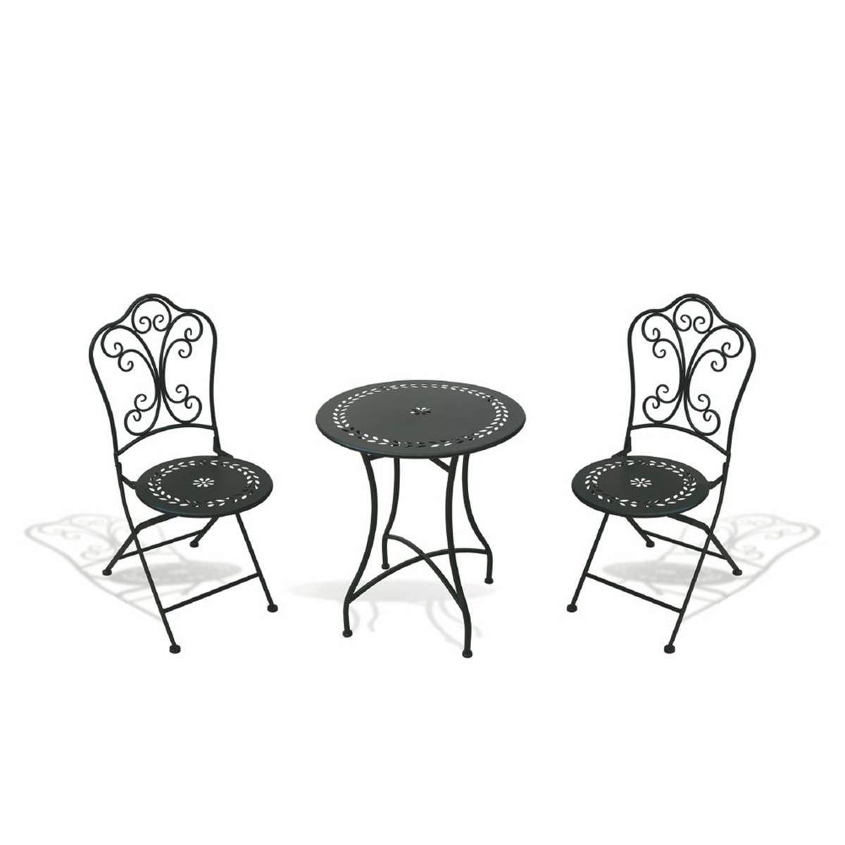 Provence Breakfast Set: Klapptisch mit 2 Klappstühlen, Metall, Schwarz, für den Außenbereich Aktion Provence Breakfast Set: Klapptisch mit 2 Klappstühlen, Metall, Schwarz, für den Außenbereich Aktion