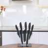 Set mit 5 schwarzen Edelstahlmessern mit Acrylständer Nori Verkauf