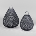 Moderne Solarlaterne für den Garten aus schwarzem Rattan Maytoni Plet Lagerbestand