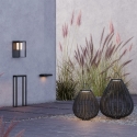 Moderne Solarlaterne für den Garten aus schwarzem Rattan Maytoni Plet Sales