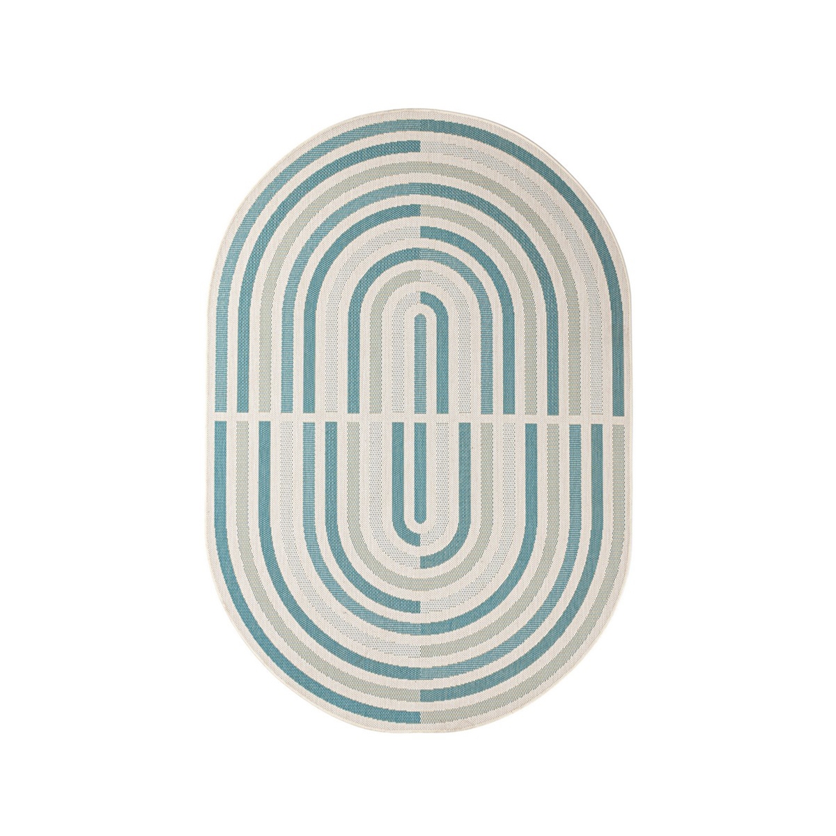 Ovaler Teppich für Innen- und Außenbereich, grün blau beige, Bizzotto Nour