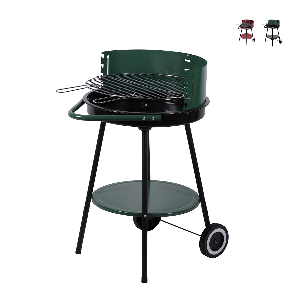 Holzkohlegrill mit Rädern und verstellbarem Rundrost Ø 48cm Kivra