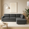 Moderner 3-Sitzer-Sofa mit rechter Ottomane in Chenille-Stoff Zafin Aktion