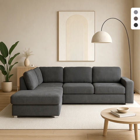 3-Sitzer Schlafsofa mit Bettkasten und linker Chaise Longue Veyro Aktion