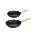 2-teilige Pfannenset Aluminium Antihaft Schwarz mit Holzgriff Fuji Aktion