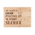 Holz-Schneidebrett 27x20 cm - Es steht "Heute koche ich", gemeint ist "Ja, Chef" Aktion