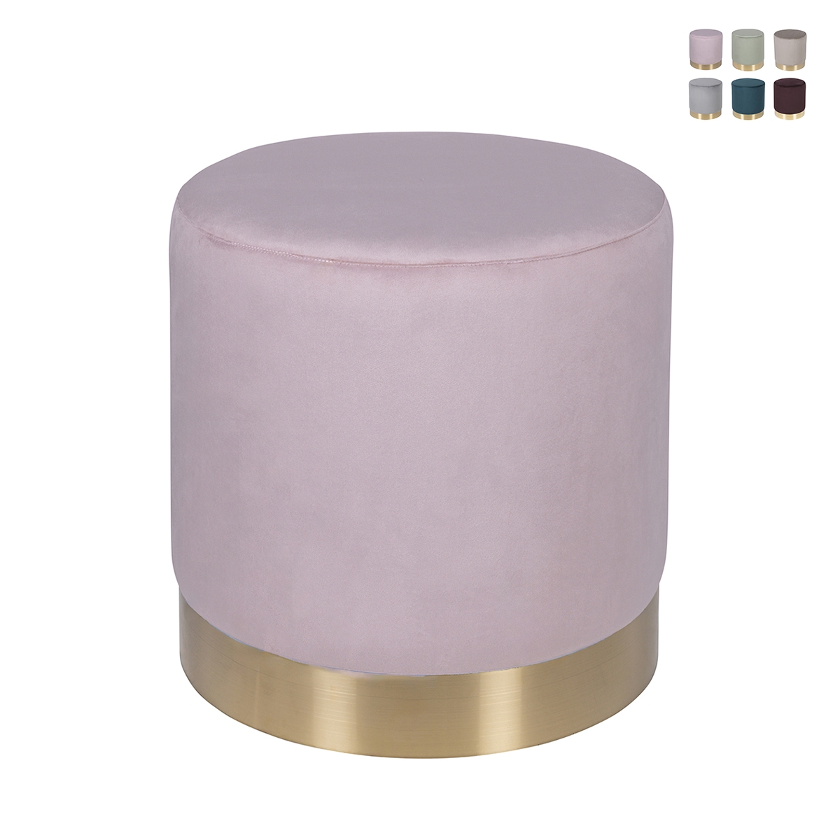 Zylinderförmiger Samt-Effekt-Design-Pouf mit goldener Borte Ostara Angebot Zylinderförmiger Samt-Effekt-Design-Pouf mit goldener Borte Ostara Angebot