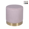 Zylinderförmiger Samt-Effekt-Design-Pouf mit goldener Borte Ostara Angebot
