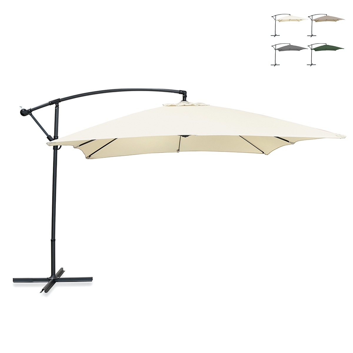 Garten-Sonnenschirm 3x2m mit seitlichem Ausleger aus Stahl Kios