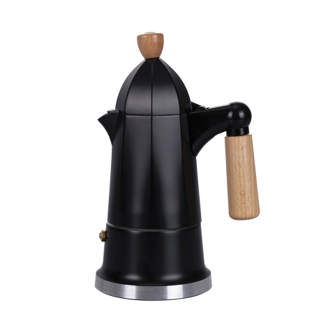 Mokkakanne 4 Tassen aus schwarzem Aluminium mit Holzgriff Industry Aktion