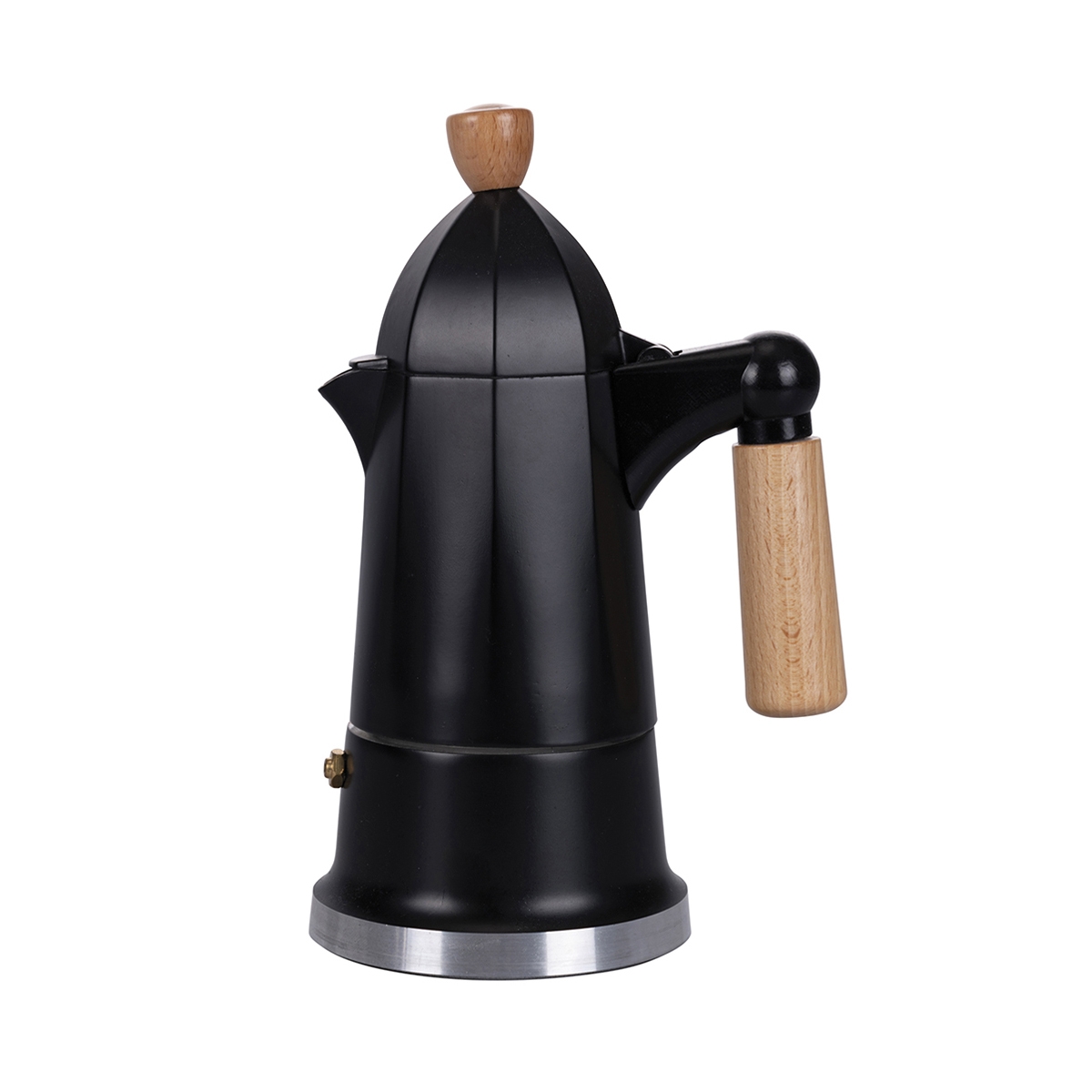 Mokkakanne 4 Tassen aus schwarzem Aluminium mit Holzgriff Industry Aktion