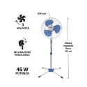 Standventilator, Kreuzfuß, 3 Geschwindigkeiten, 45 W, 133 cm, ArticFresh Preis