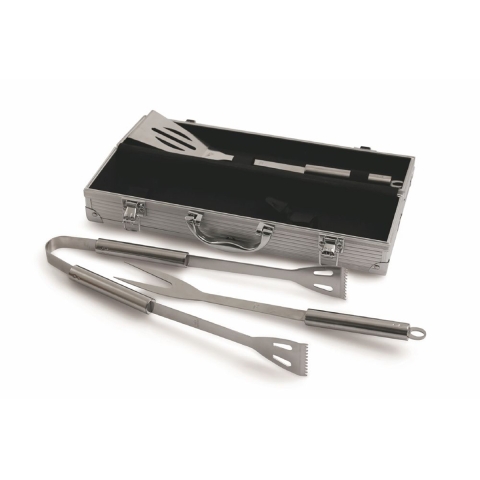 3-teiliges Edelstahl-Grillbesteck-Set mit Nira Koffer Aktion
