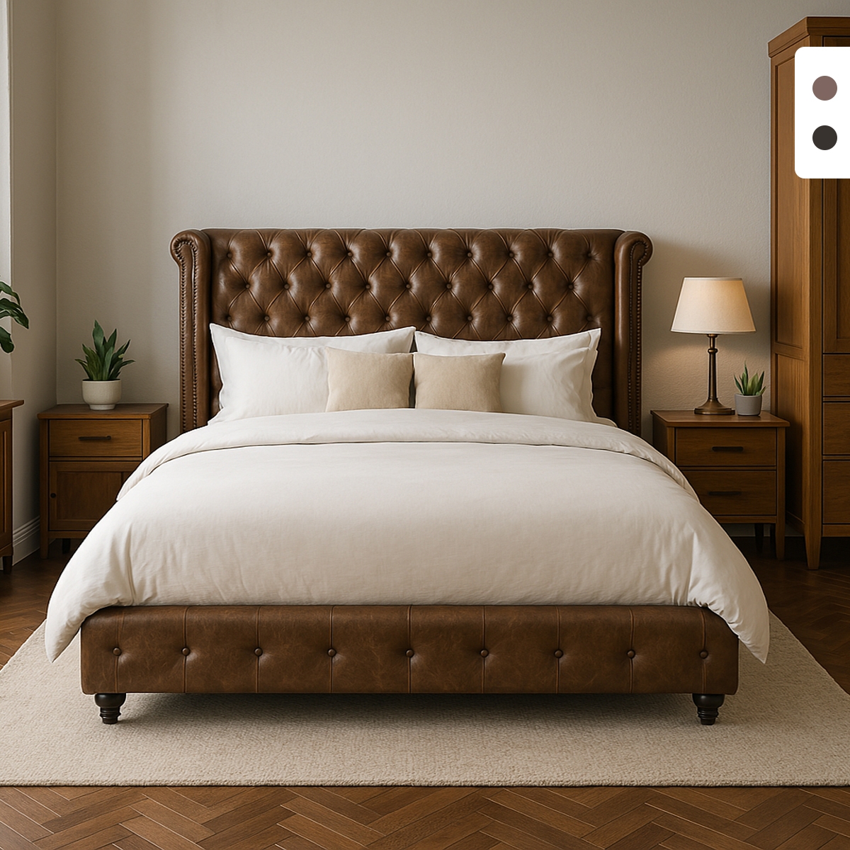 Chesterfield Doppelbett 160x190cm in Kunstleder Chur