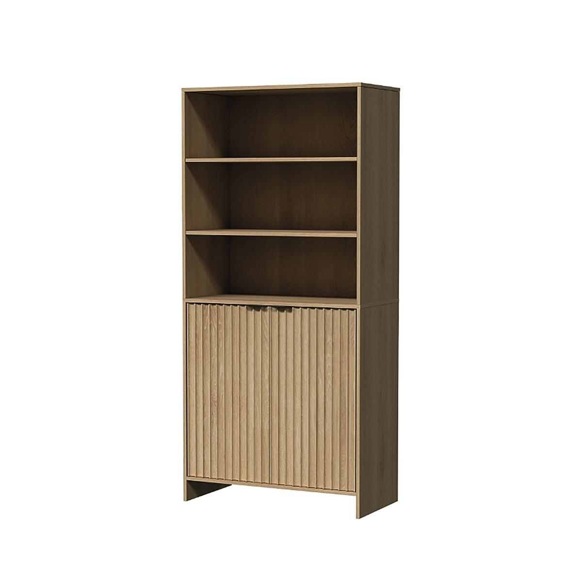 Holz-Wandbibliothek mit 3 Regalen und 2 Türen 80x34x172cm Aneka