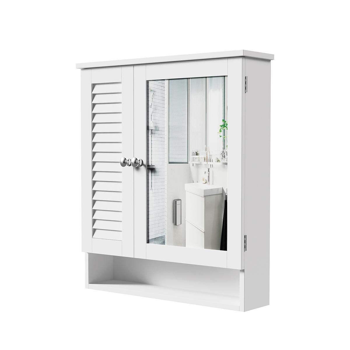 Badezimmerspiegel-Schrank aus lackiertem MDF-Holz 60x15xH68 cm Bakira
