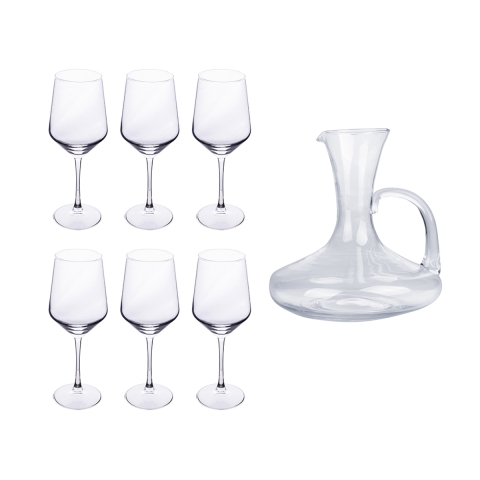 Weinprobier-Set: 6 Gläser + Royal Dekanter aus Glas Aktion