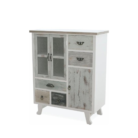 Shabby-Chic Holzkommode mit 5 Schubladen 3 Türen Decapé Aktion