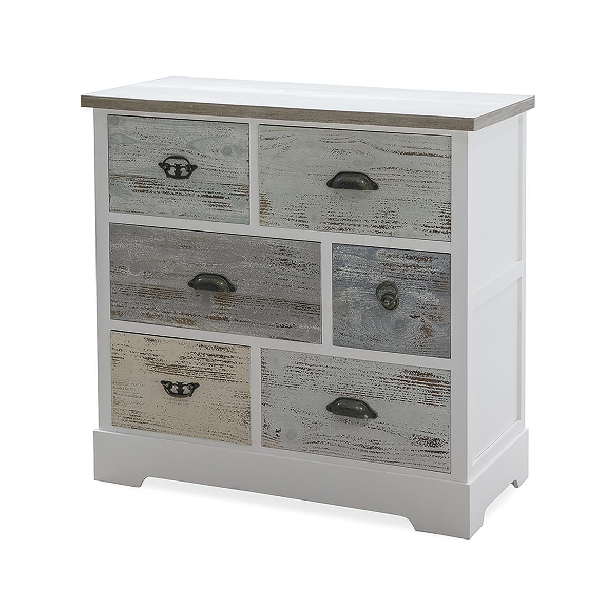 Shabby-Chic Kommode aus Holz, 6 Schubladen, 77x35x77 cm, Decapé