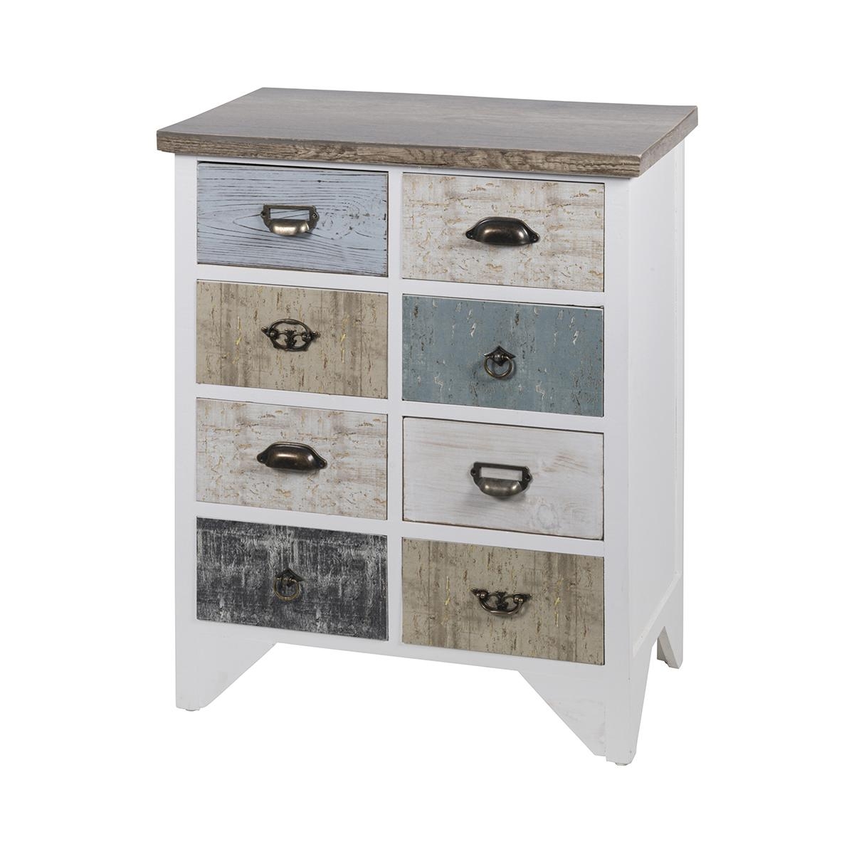 Shabby-Chic-Kommode aus Holz mit 8 Schubladen 65x37x81cm Sardinia